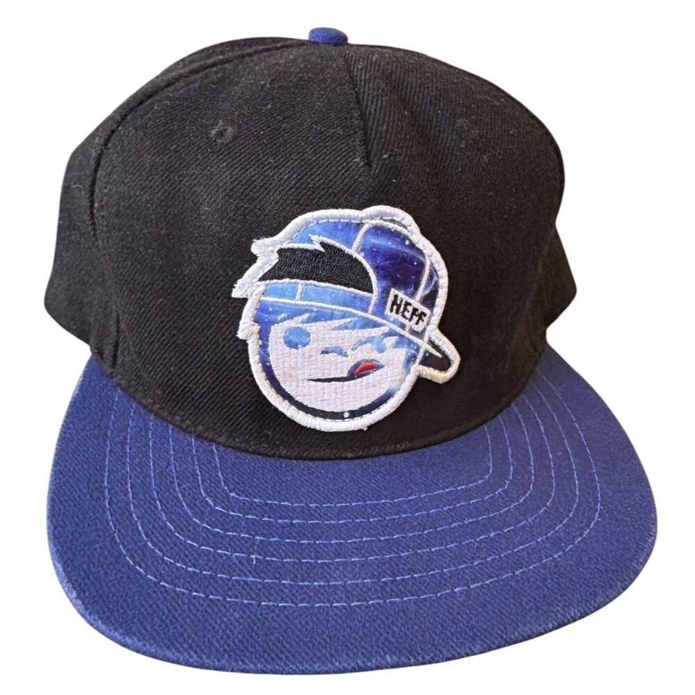 Neff Smile Hat Black Blue Fitted Youth Cap Smiley Face W/ Tongue Logo
